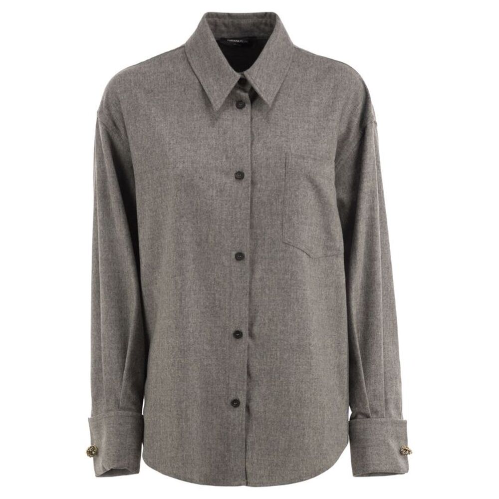 Fabiana Filippi Women Virgin Wool Flannel Shirt With Jewelled Details